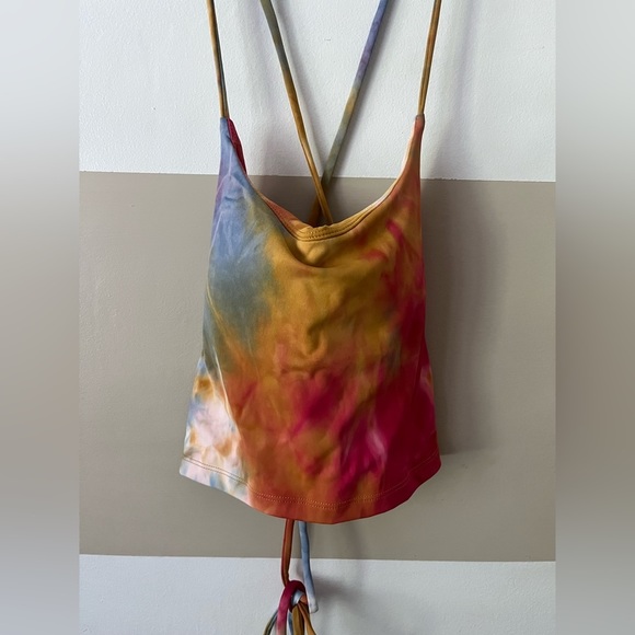 HALARA Spaghetti Strap Tie Dye Backless Crisscross Lace Up Cropped Top Size M - Picture 4 of 5